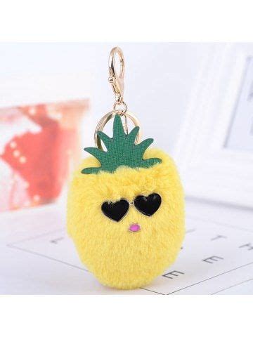 Heart Fuzzy Pineapple Key Chain | Cute pineapple, Small gifts, Fur keychain
