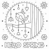 Premium Vector  Hello spring coloring Page Black And White sketch template