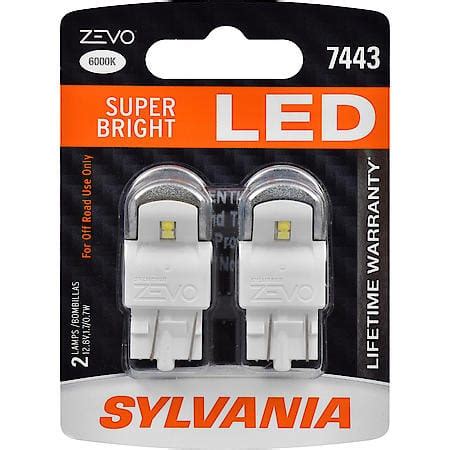 Sylvania 7443 ZEVO: White LED Mini Bulb, Super Bright, 2 Pack 7443LED ...