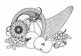 Color Thanksgiving Cornucopia Coloring Page Sketch Coloring sketch template