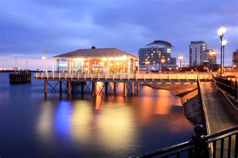 Cardiff Bay Night View with Long Exposure