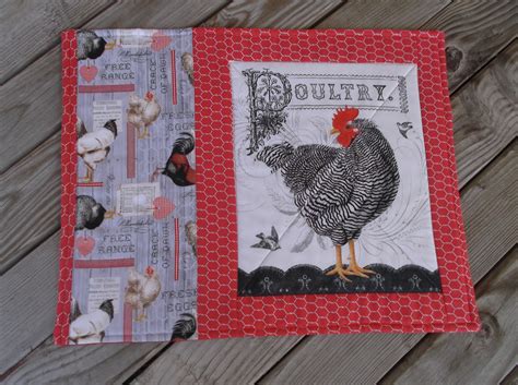 Poultry Handmade Placemats Quilted Cotton Rooster Placemats - Etsy
