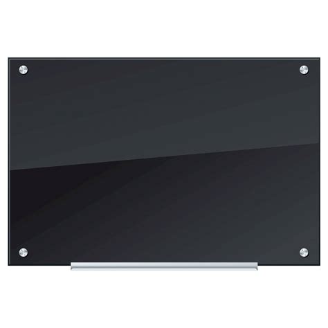 U Brands Glass Dry Erase Board 35 x 23 Inches Black Surface Frameless ...