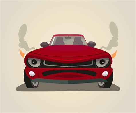 Premium Vector | Sport red car front view flat cartoon illustration