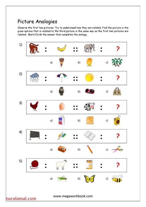 Free Analogy Worksheets for Kids | Problem solving worksheet ...