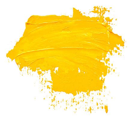 Textured Yellow Oil Paint Brush Stroke Isolated On White Background Stock Photo - Download Image ...