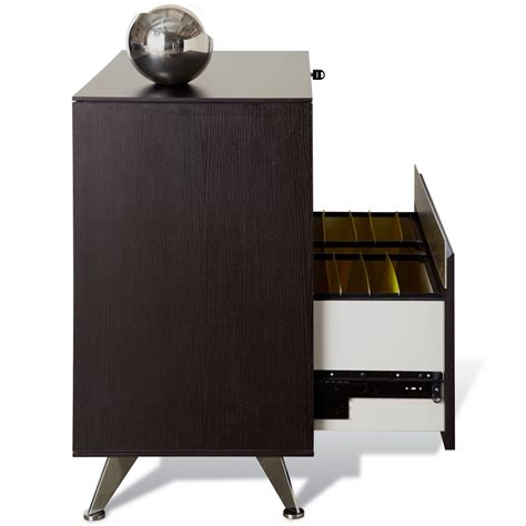 Lateral File Cabinet - Lock, Aluminum Legs, Espresso | DCG Stores