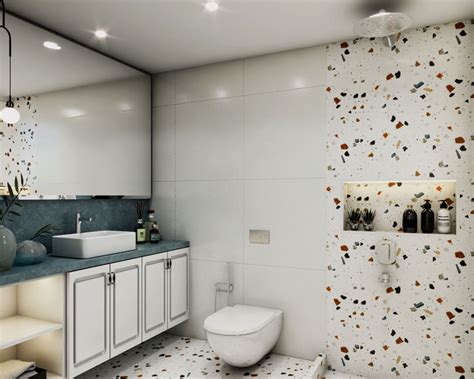 White Bathroom Design Idea With Vanity Unit - 8X5 Ft | Livspace