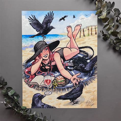 Witchtober Witch / sand Witch / Signed Print Original Watercolor - Etsy