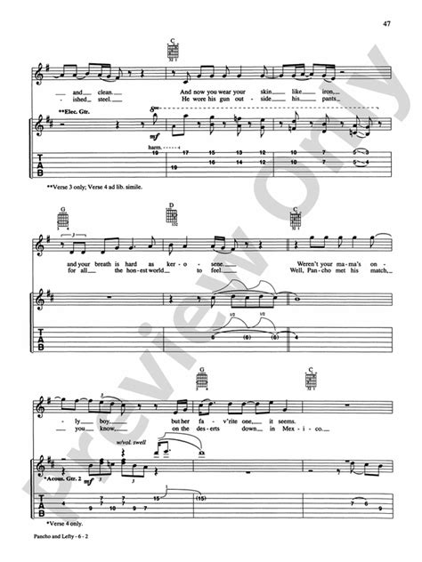 Pancho And Lefty: Guitar: Willie Nelson - Digital Sheet Music Download