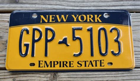 New York Blue Gold License Plate The Empire State - New York - States N - State - Territory