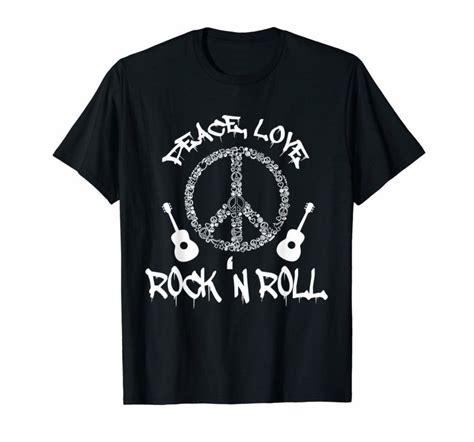 Funny Rock'n Roll T-Shirt Peace Love and Rock and Roll Tee ...