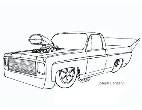 Truck Dragster Coloring Page - Etsy