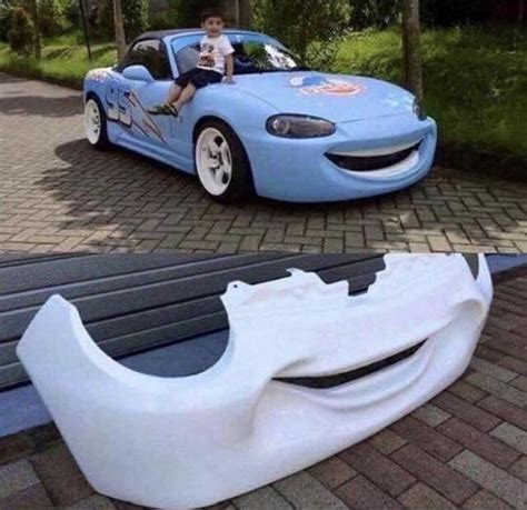 Miata with a Lightning McQueen style bumper, shitty or awesome? You be the judge. : r/AwesomeCarMods