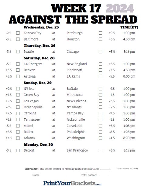 Week 5 Nfl Printable Schedule