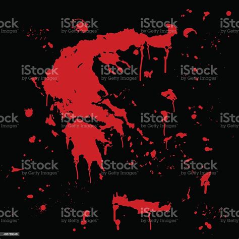 Greece Map Graffiti Red Splats On Black Wall Stock Illustration ...