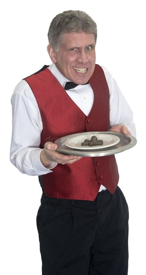 Funny Mean Waiter Serving Dog Poop, Isolated Stock Photo - Image of evil, prank: 39958032