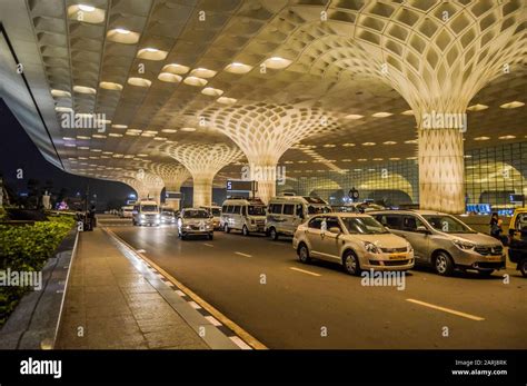 Beautiful exteriors of Mumbai International airport during night also ...