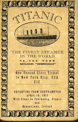 Titanic-2nd Class Ticket ( notice ticket states "Declared-Unsinkable") | Titanic, Titanic poster ...