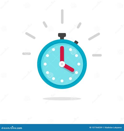 Stopwatch or Timer with Fast Time Count Down Icon Vector, Flat Cartoon Chronometer Symbol or ...