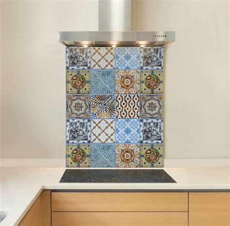 Mediterranean Tile Glass Splashback