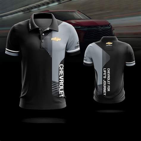 MOTOCAR CHEVROLET black and grey stitching casual racing POLO T-shirt | Lazada.co.th