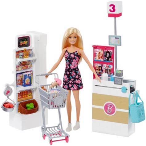 Barbie Doll, Blonde, and Grocery Store with Rolling Cart and Working ...