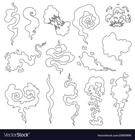 Cartoon smoke and dust clouds comic puff Vector Image