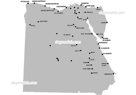 Egypt map vector free download, AutoCAD file, DWG format