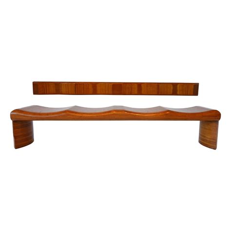 Curved Bench, Small, by RAIN, Contemporary Bench, Laminated Oak Wood For Sale at 1stDibs