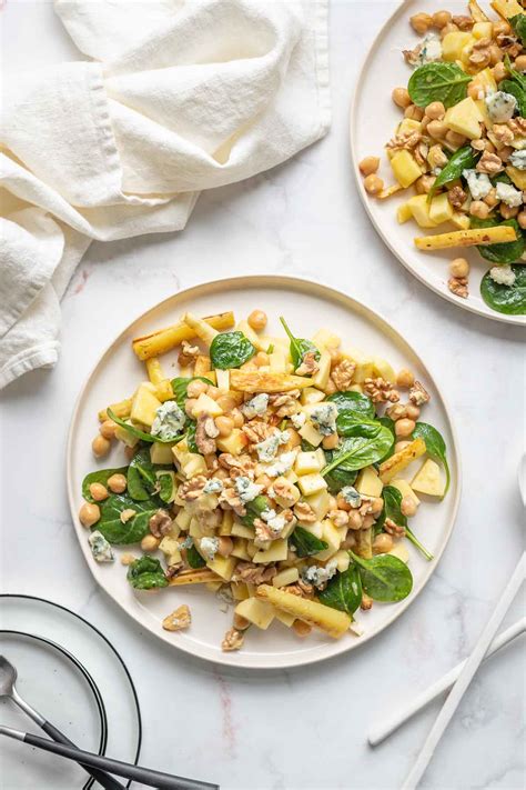 Parsnip Salad with Chickpeas, Apple, Walnuts & Blue Cheese | Recipe