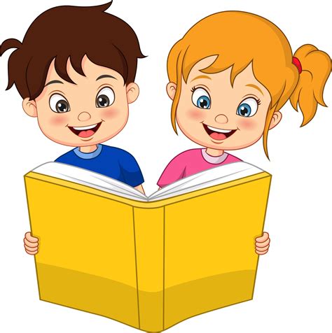 Cute little boy and girl reading a book together 13178257 Vector Art at Vecteezy