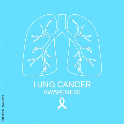 Lung cancer awareness poster made in linear style. Symbols of lungs and ...