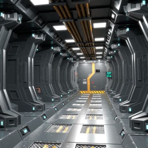 sci fi corridor 3d model