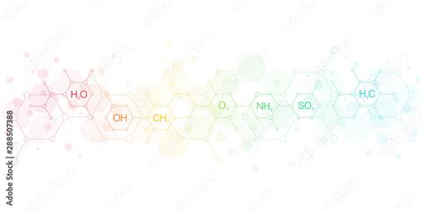 Abstract chemistry pattern on clean white background with chemical ...