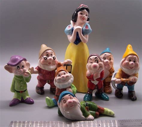 Walt Disney Snow White & the Seven Dwarfs Ceramic Figurine Set Vintage ...