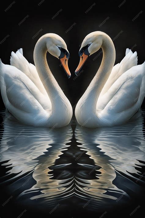 Premium Photo | Two swans form a heart with their necks crossed.