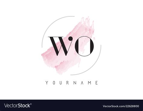 Wo w o watercolor letter logo design Royalty Free Vector