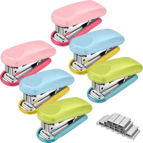 Amazon.com : 6 Pack Mini Stapler with 1000 Staples Pink Small Stapler Multipack 16 Sheets ...