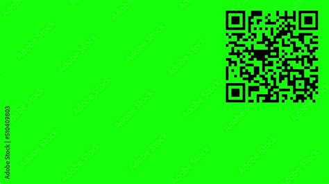 Sequence of QR codes on a green background. Green screen. The QR codes encoded examples of the ...