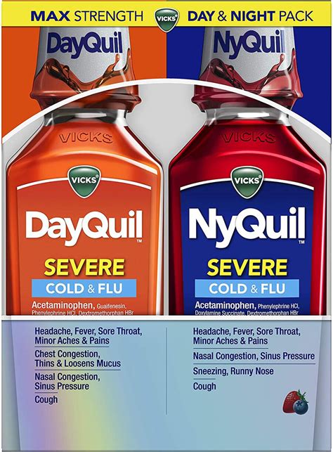 Vicks DayQuil/NyQuil Severe Cold and Flu, Combo Pack, 12 oz