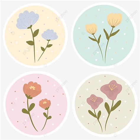 Scrapbook Stickers PNG Picture, Set Floral Plants Stickers ...