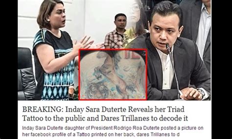 Duterte Reveals her Triad Tattoo to the public and Dares Trillanes to ...