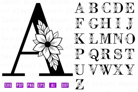 Flower Letter Monogram SVG, Floral Monogram SVG File Design