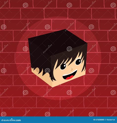 Female Isometric Block Cartoon Head Vector Illustration | CartoonDealer ...