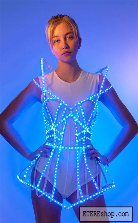 Rave LED light up Cage dress outfit / fashion festival costume clothing ...