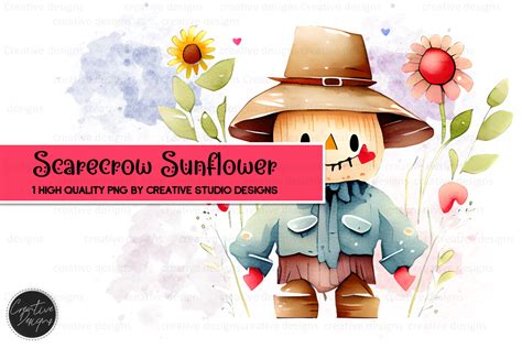 Scarecrow Sunflower Graphic by Creative Designs · Creative Fabrica