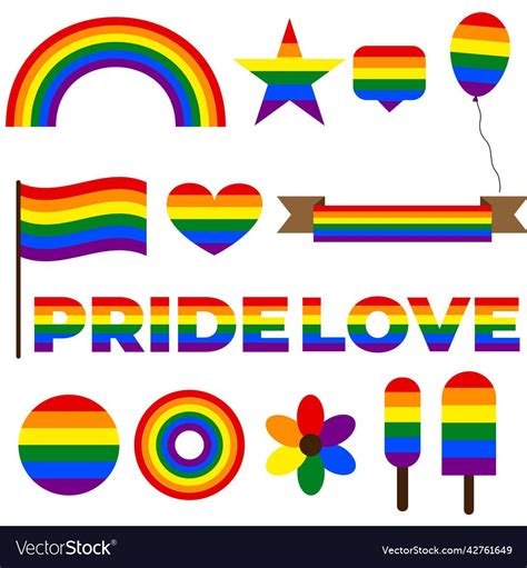 Pride month icons set of LGBTQ community symbols, Vector LGBTQ community icon set for Pride ...