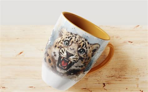 Snow leopard funny Animal head peeking on white background 1