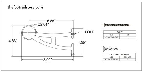 bar mount brass foot rail support